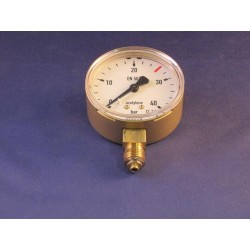 Manometer inhoudsdruk onderaansluiting ¼" Acetyleen 0-25/40 bar 63mm