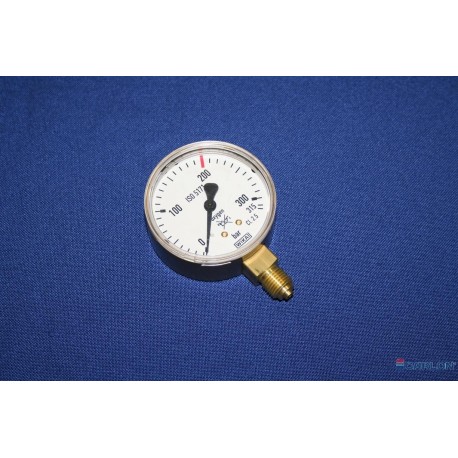 Manometer inhoudsdruk onderaansluiting ¼" Zuurstof 0-200/315 bar 63mm