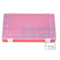 Assortimentsbox PP rood 8-vaks 225x335x55mm
