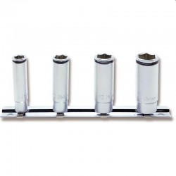 Dopsleutelset ¼" XL Nut grip 8/11/12/14mm met klemring