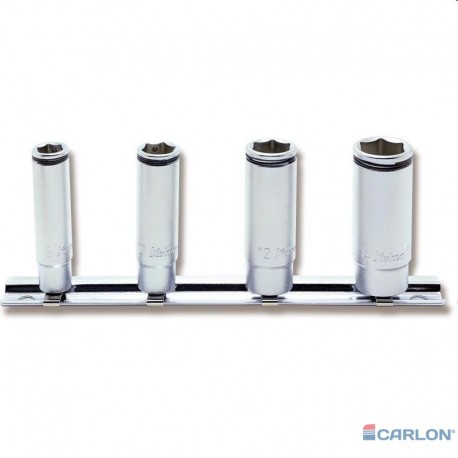 Dopsleutelset ¼" XL Nut grip 8/11/12/14mm met klemring