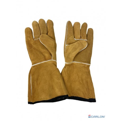 Lashandschoen geel splitleder katoen gevoerd XL/10